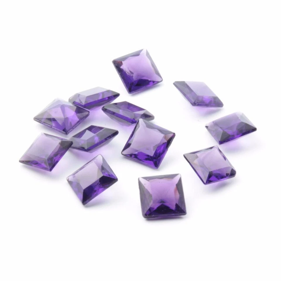 Lot (12)  12mm Antique Vintage Czech square faceted violet glass rhinestones - Image 1 of 3
