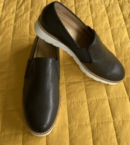 NEW FRANCO SARTO Hailie 2 Wedge Loafers Slip On Black Leather sz 6.5M - Picture 1 of 12