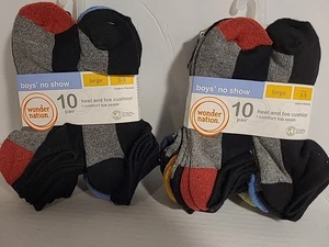 (2) Wonder Nation Boys  Cushioned No Show Socks 10 Pack Large Shoe size 3-9 - Picture 1 of 5