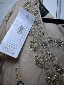 Pakistani Black & Beige Beautifully Detailed Ready to Wear Oversized Sharara L - Picture 1 of 18