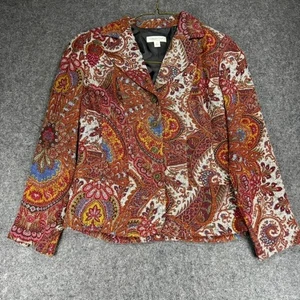 Coldwater Creek Blazer Jacket S Small Multicolor Paisley Print Button Up - Picture 1 of 10