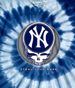 Grateful Dead Liquid Blue New York Yankees Tie Dye S.S. Tee 2XLG Licensed - Bild 1 von 2