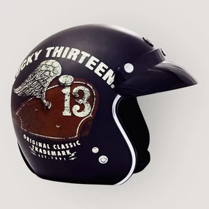 Torc Motorcycle Helmet Del Mar T-50 Size M 3/4 Open Face Matte Black Retro Style - Bild 1 von 13