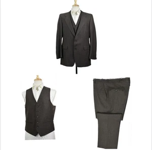 Givenchy Men's Fleece Wool 2-BTN Flat Front Double Vent 3 Piece Suit 42 R Mint - Picture 1 of 12