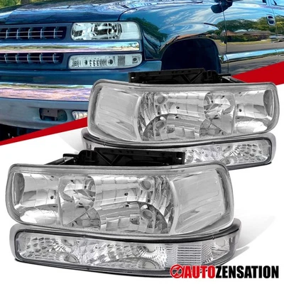 Fit 99-02 Chevy Silverado 00-06 Suburban Tahoe Headlights+Bumper Signal Lamps Foto 1 de 4