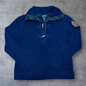 Lauren Ralph Lauren Damen Pullover dunkelblau 1/4 Knopfleiste kariert Kragen / Gr: M - Bild 1 von 6