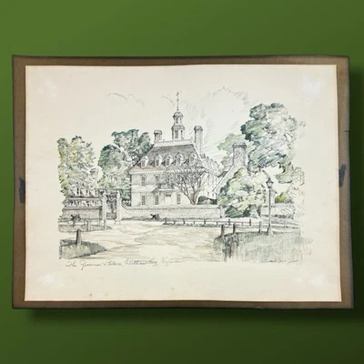 Vintage The Governor's Palace Williamsburg VA Signed Charles Overly Drawing Art - Image 1 of 4