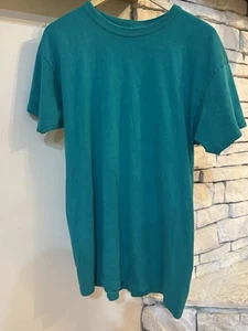 Camiseta Campeón De Colección XL EE. UU. Hecha en EE. UU. Verde azulado Puntada Única Años 90 Camiseta en Blanco Envejecida - Imagen 1 de 6