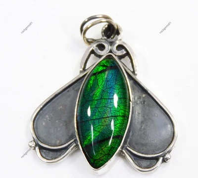 Ciondolo in argento sterling 925 38,65 ct opale di fuoco aurora bellissimo ci... - Immagine 1 di 4