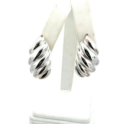 Tiffany & Co Omega Back Earrings Sterling Silver Estate TIF937 - Image 1 of 4