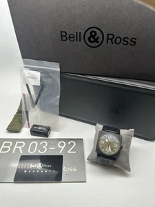 BELL AND ROSS MENS WATCH BR03-92 Military Type Boxed With Paperwork - Imagen 1 de 24