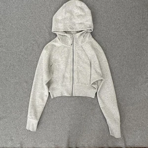 Lululemon Hoodie Damen 6 kurz meliert grau Scuba durchgehender Reißverschluss Daumenlöcher - Bild 1 von 7