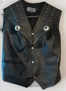 VINTAGE ASCOT WESTERN WEAR LEDER FRANSEN WESTE GR. L BIKER MODE - Bild 1 von 11
