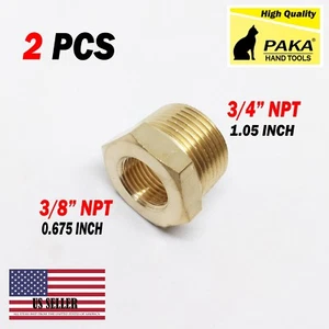 Adaptador de buje hexagonal reductor de tubo NPT macho x 3/8" hembra 2 piezas 3/4" montaje de latón - Imagen 1 de 2