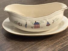 Newcor OUR COUNTRY Stoneware Gravy Boat & Underplate
