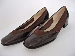 Zapatos de salón Salvatore Ferragamo marrón italiano punta de ala 6 AA Usado en excelente estado - Imagen 1 de 6