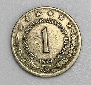 Yugoslavia 1974 - 1 Dinar Copper-Nickel-Zinc Coin - State emblem (1207) - Picture 1 of 2