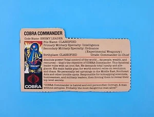 VINTAGE GI JOE HOODED COBRA COMMANDER FILE CARD (MAIL AWAY BLANK BACK) WOW! 🔥 - Picture 1 of 2