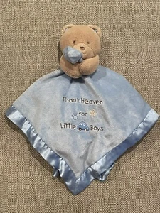 Okie Dokie Thank Heaven For Little Boys Plush Bear Security Lovey Blanket Rattle - Picture 1 of 7