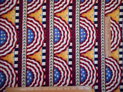 Cotton Fabric By Yard Woodland Christmas Debbie Mumm Flag Bunting Stripe Vtg #43 - Image 1 of 2