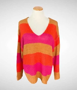 Fashion Nova Pullover Maglione a Righe Maniche Lunghe Scollo a V, Taglia L - Foto 1 di 11
