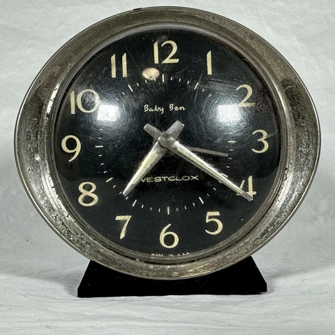 Vintage Westclox Baby Ben Black Wind Up Alarm Clock Cover