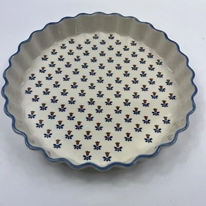 Vintage Pie Quiche Tart Dish Flowers made in Japan 10" Ovensafe Blue Red - Picture 1 of 6