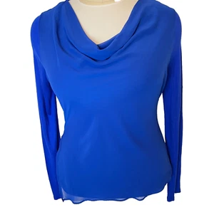 INC International Concepts - Women's XXL Blouse Royal Blue Cowl Neck Slim Fit - Picture 1 of 14