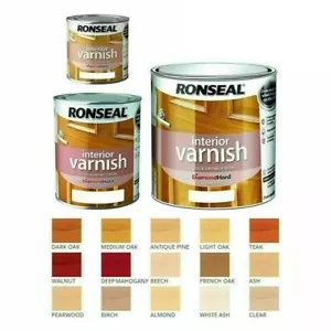 Ronseal Diamond Hard Interior Varnish SATIN / MATT / GLOSS  250ml / 750ml / 2.5L - Picture 1 of 13