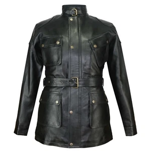 Mens Black Panther Real Lambskin Leather Jacket with Slant Pocket Benjamin Biker - Picture 1 of 10