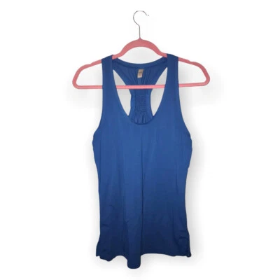 Camiseta sin mangas Lucy Racerback Scrunch para mujer talla pequeña ropa deportiva azul para correr Foto 1 de 4
