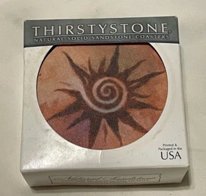 THIRSTYSTONE Spiral Sun SET OF 4 SANDSTONE CORK BACKED COASTERS NEW IN BOX - Picture 1 of 5