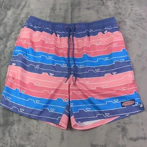 Vineyard Vines Swim Trunks Mens Size XL Blue Pink Board Shorts Lined Whales - Picture 1 of 12