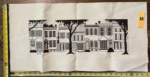 Vintage Reihenhäuser Brownstone Stadt Kreuzstich Wandteppich Palmetto Baum Finish - Bild 1 von 6