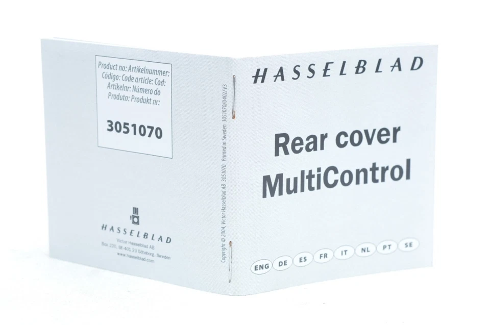 Hasselblad Instruction Manual for REAR COVER MULTI CONTROL 3051070 - Image 1 of 1