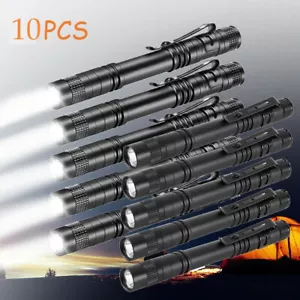 1/5/10 x LED Flashlight Clip Mini Lights Penlight Pocket Portable Pen Torch Lamp - Picture 1 of 16