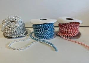 6MM FAUX PEARL STRING PLASTIC BEADS FOR SEWING OR CRAFTS - 3 SPOOL LOT - NEW - Picture 1 of 2