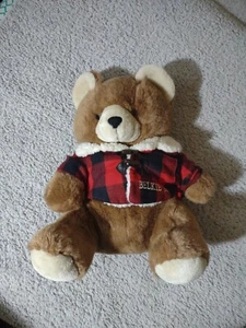 Belkie 94 Oso de peluche vintage con abrigo de franela 15" - Imagen 1 de 11