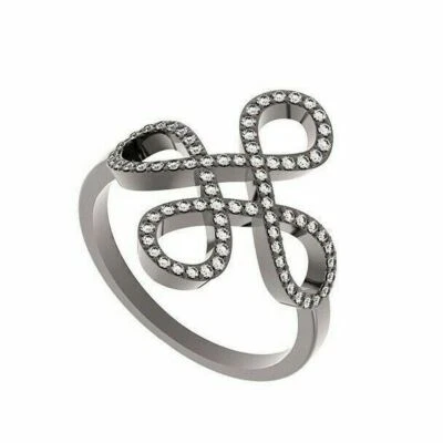Pave Diamond 925 Sterling Silver Wedding Party Wear Ring Jewelry CHRISTMAS GIFT - Image 1 of 4