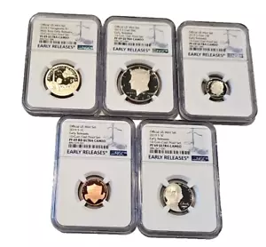 2019 5-Coin Lot - 1C, 5C, 10C, 50C, $1 Clad Proof Set Early PF 69 ULTRA CAMEO - Picture 1 of 4