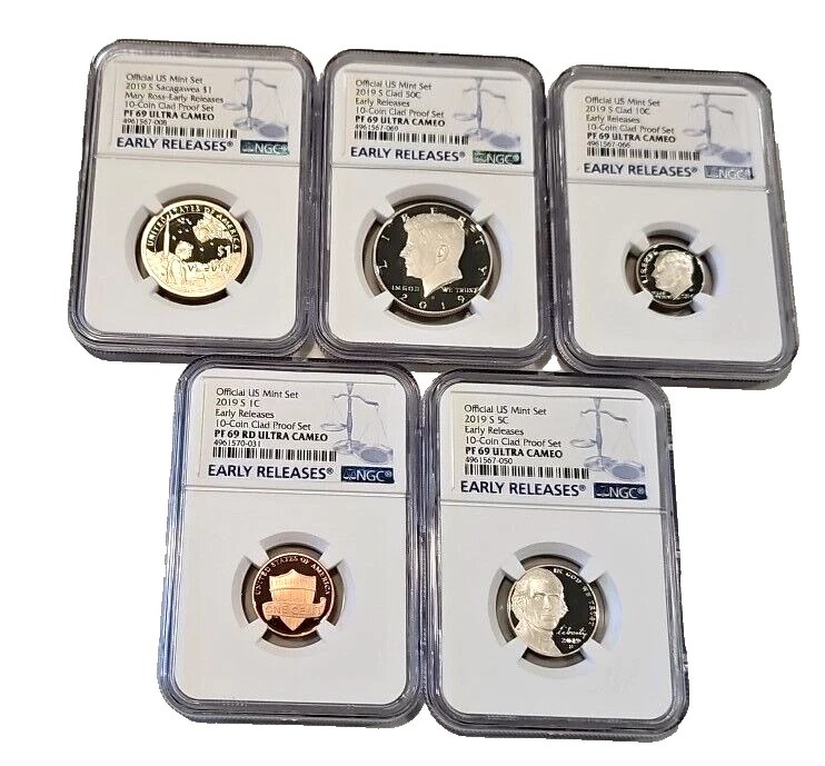 2019 5-Coin Lot - 1C, 5C, 10C, 50C, $1 Clad Proof Set Early PF 69 ULTRA CAMEO  - Image 1 of 4
