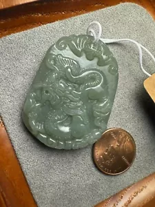 Einzigartiger natürlicher Nephrit Hetian Jade Anhänger handgeschnitzt fliegender Drache - Bild 1 von 7