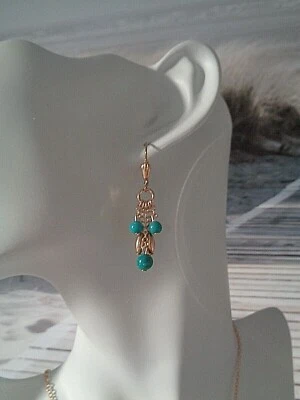 Türkis Ohrringe 14K Gold Filled handgearbeitet - Bild 1 von 2