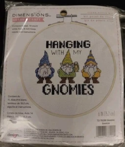 Hanging With My Gnomies & 6" Hoop Counted Cross Stitch PATTERN KIT NIP - Picture 1 of 2