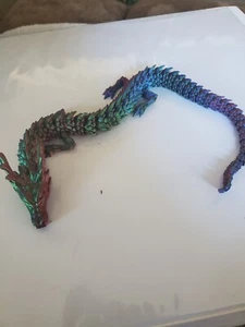 3D PPRINTED~ ARTICULATED~ MULTI- COLORED DRAGON~ 12" LONG - Picture 1 of 4