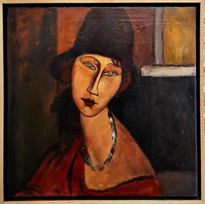 Nach Modigliani - Portrait eines Mädchens mit Hut & Halskette - 30er Jahre Ölgemälde - Bild 1 von 9
