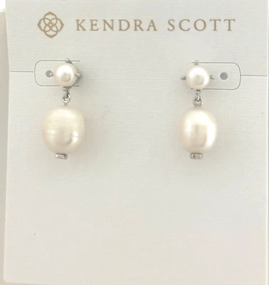 Kendra Scott Eve Drop Earrings in Rhod / White Cultured Freshwater Pearl NEW - Image 1 of 4