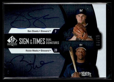 2007 SP Auténtico Sign of the Times Doble Firmas Ben Sheets Rickie Weeks Foto 1 de 2