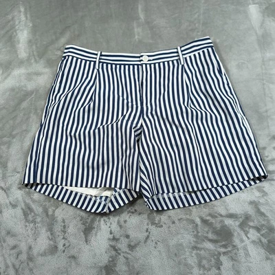 Шорты женские Lauren Ralph Lauren 10 синие белые в полоску плиссированные морской курорт - Изображение 1 из 4