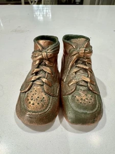 Vintage Baby Shoes Pair Bronze Dipped 1950's - Picture 1 of 7